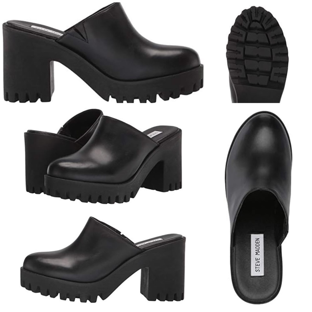 Steve Madden Black Platform Mules - Picture 11 of 13